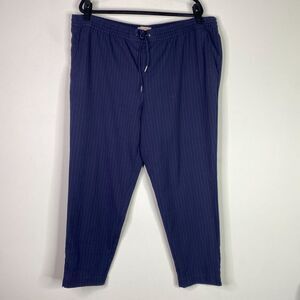 H&M Navy Blue Pinstripe Jogger Waist Drawstring Pants Women's Size XL